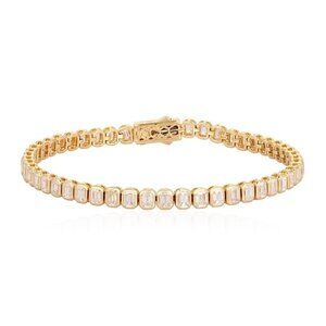 Supreme Emerald 14K (or 18k upon request) Yellow Gold Diamond Tennis Bracelet